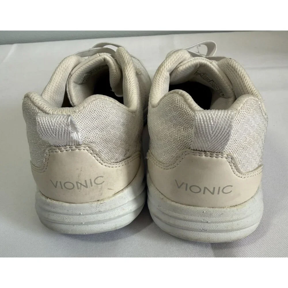 Vionic Womens Athletic‎ Sneakers Size 6 White Elastic Laces Walking Shoes